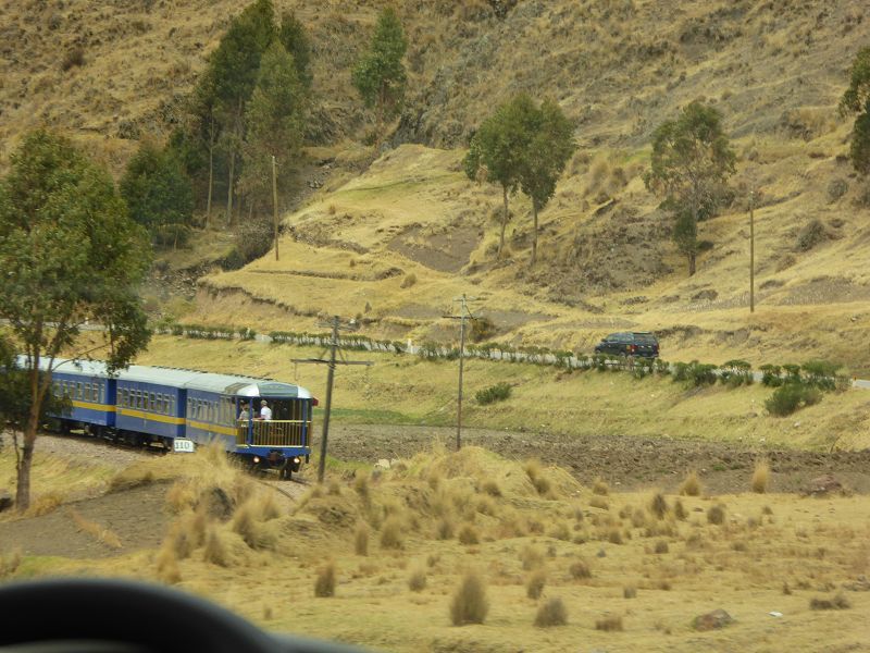Perurail Eisenbahn mit Platform Balkoneisenbahn Peru