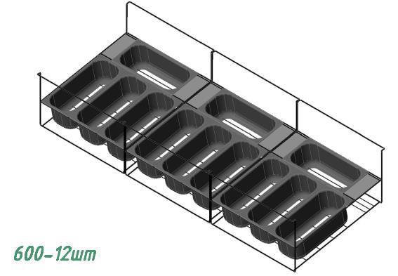 12 Schalen in 3 Körben