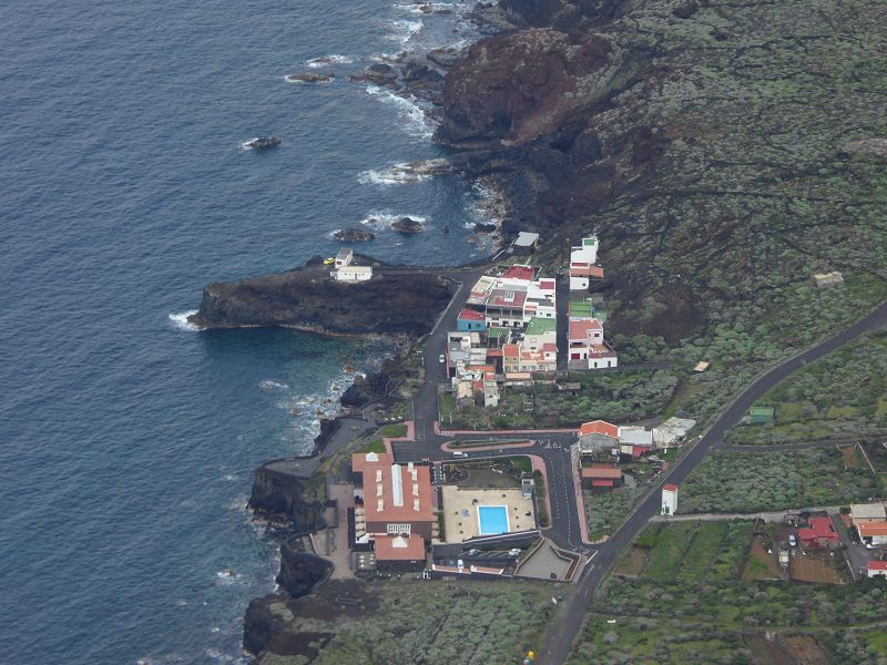 Mirador Bascos Blick runter Pozo de la Salud Blick in die Caldera El Golfo