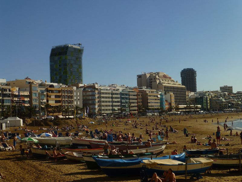 Las Palmas Gran Canaria Canaria Playa Canteras Playa de las Canteras   langer goldener Sandstrand 