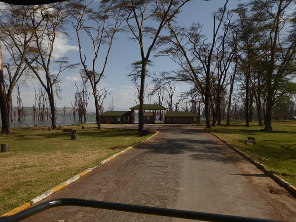Lake Nakuru alter Parkeingang jetzt im Wasser 
