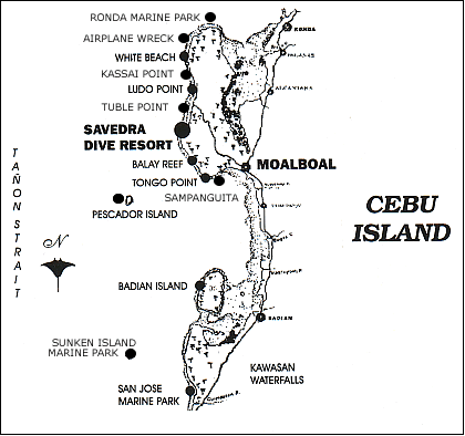 Karte der Tauchplätze Moalboal, Cebu