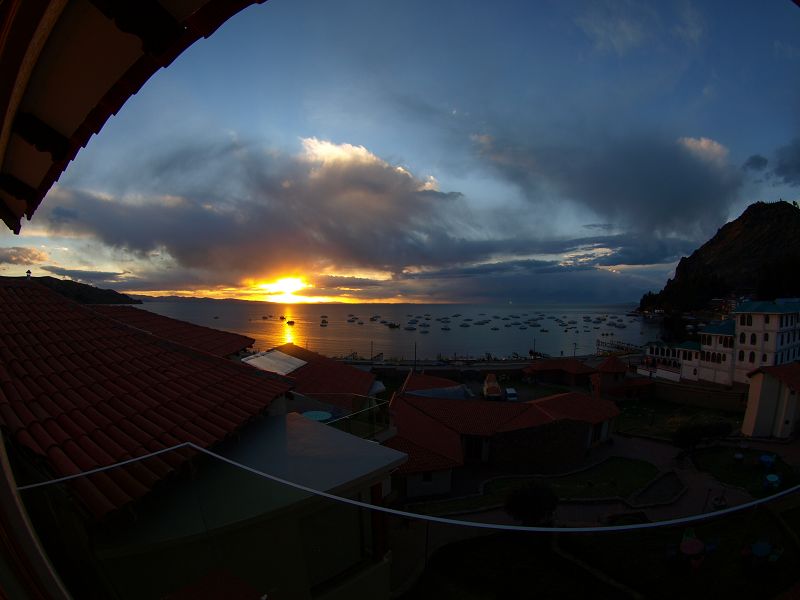 Bolivien  Copacabana  Lago Titicaca Titicacasee  Peru Puno Lago Titicaca Titicacasee Fisheye Copacabana 