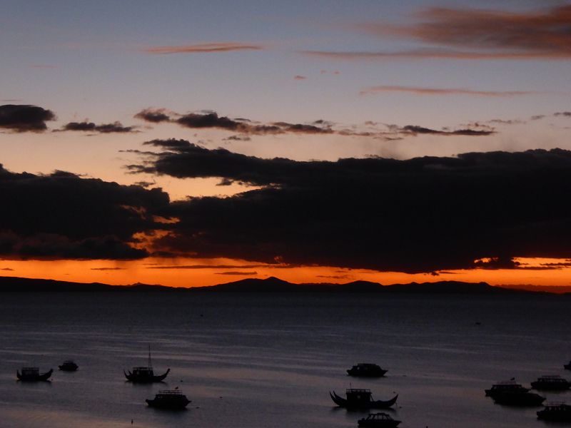 Bolivien  Copacabana  Lago Titicaca Titicacasee sundown