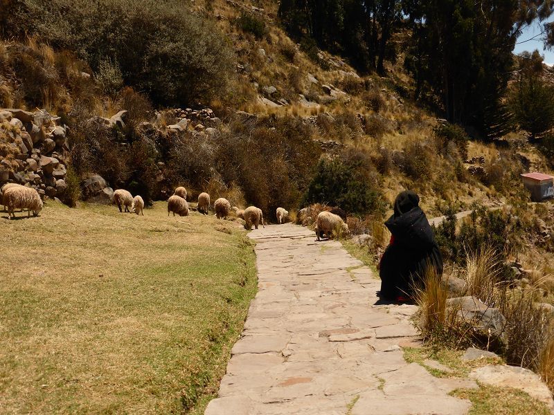 Peru Puno Insel Taquile  Isla  Taquile Lago Titikaka  Lago Titicaca Titicacasee Mit Hotels und Restaurants