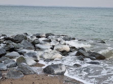 Wanderung Niendorf TraveMünde am vereisten Strand entlang