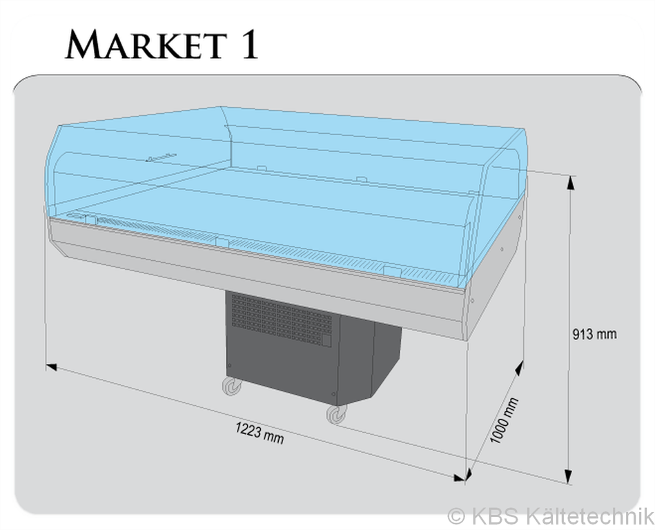 Kühlinsel Market 1  Kühlinsel mit elektronischer Steuerung und Edelstahlrammschutz an Front und Rückseite