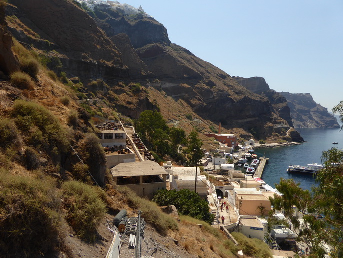 Santorini Santorin Santorin Seilbahn Aufstieg Eselweg 