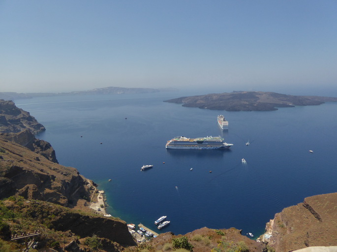 Santorini Santorin Santorin Seilbahn Aufstieg Eselweg 