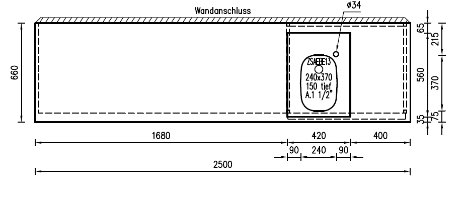 Biertheke 2,50 m